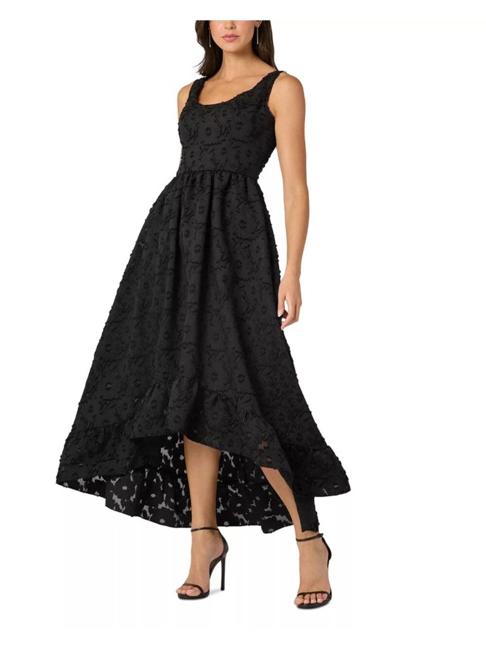 NWT Shoshanna Textured High Low Maxi Dress Black Size 6